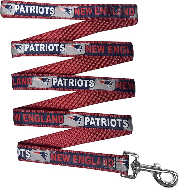 Pets First NFL Licensed New England Patriots Pet Leash, Size Medium – Durable Satin Dog & Cat Walking Strap and Pet Tether with Embroidered Team Name & Logo
