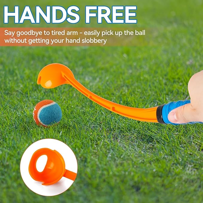 ALL FOR PAWS 19" Dog Ball Thrower, Tennis Ball Fetch Thrower for Dogs, Dog Ball Launcher Toy for Medium & Large Dog, Upgraded Soft and Comfortable Tennis Fetch Handle, 2.5 Inch Ball Included
