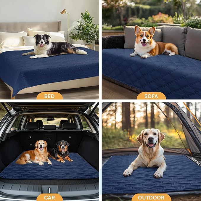 Luciphia 100% Waterproof Couch Cover Blanket for Dogs Anti-Slip Pet Couch Protector Sofa Mat Puppy Cat Blanket with Non-Slip Bottom, Navy Blue, 40x50 Inch