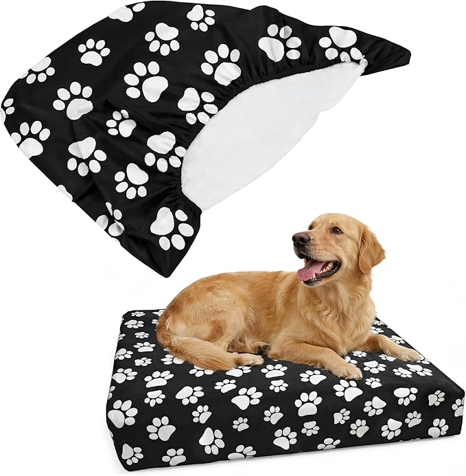 DUKE&LEFTY Furever Dog Bed Slipcover-Stretchy Soft Petbed Cover-Universal-Easy to Remove (Zipper Free)-Black-Medium
