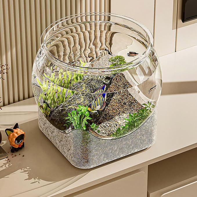 Fish Bowl Vase – Glass Aquarium, Betta Fish Tank, Desktop Bowl | Multifunctional vase for Flowers and Aquatic Pets Like bettas and Turtles | Decorative Centerpiece for Home, Office, Bedroom,
