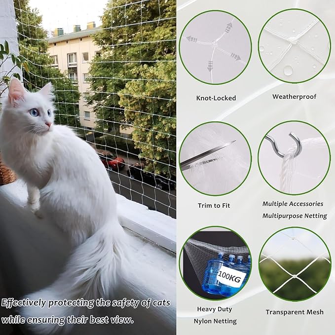 Cat Balcony Net 10x26ft Anti-Fall Fence Net Dog Fence Nets,Small Patio for Apartment Balcony Protection for Balcony Window Stairs Netting