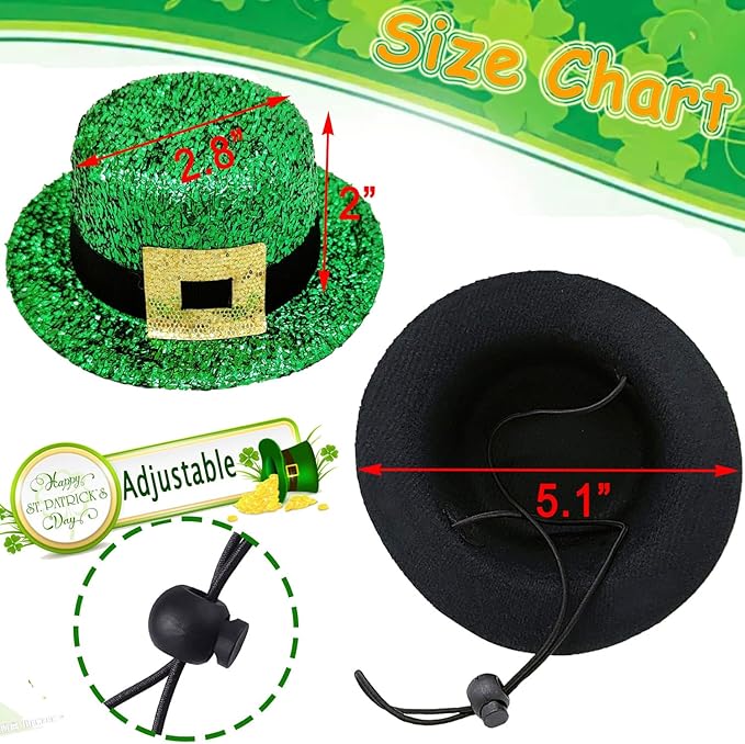 2 PCS St. Patrick's Day Costume Dog Bandana Collar and Pet Top Hat Buckle Green Dog Bow Tie Formal Tux Clothes with D-Ring Irish Tuxedo Saint Patrick Outfits for Dogs Puppy Cat Party Dress (Medium)