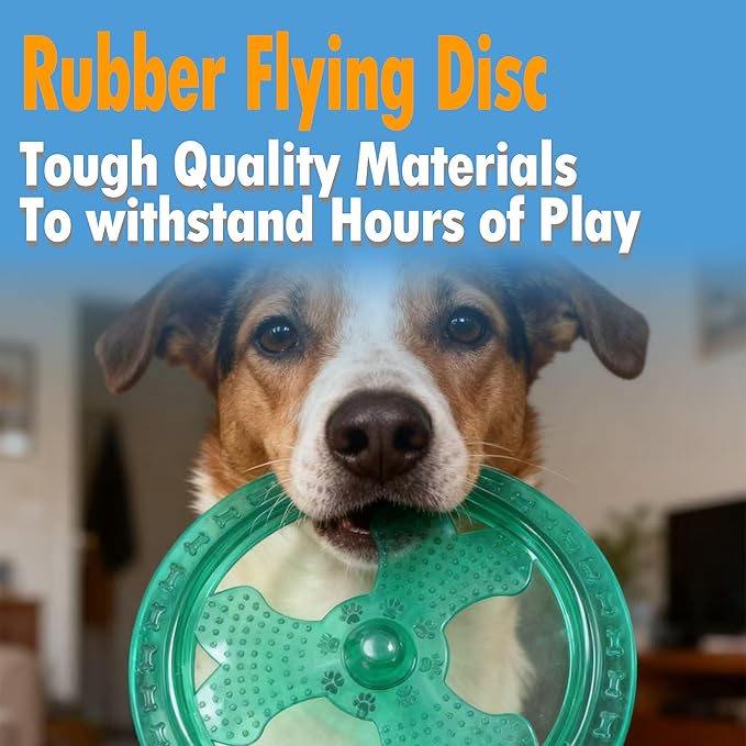 Dog Flying Disc, Outdoor Dog Toys, Dog Fetch Toy, Dog Toy for Medium Dogs and Large Dogs, Lightweight Soft Frisbee for Fetch, Tug of War, Catch, Play, 9 inch, Green