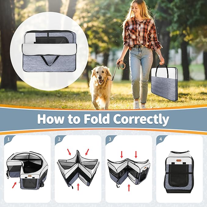 Dog Playpen, Portable Pet Play Pen Foldable Carrying Case, Puppy Pens Outsid for Small Cat Indoor/Outdoor, Removable Mesh Shade Cover