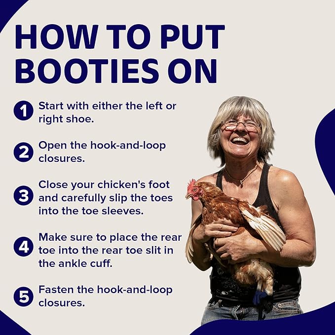 Chicken Shoes for Injured Feet – Protective Neoprene Footwear for Chicken, Open-Toe Design for Bumblefoot Relief, Made in USA - Large, 4" Max. Inside Width, Navy