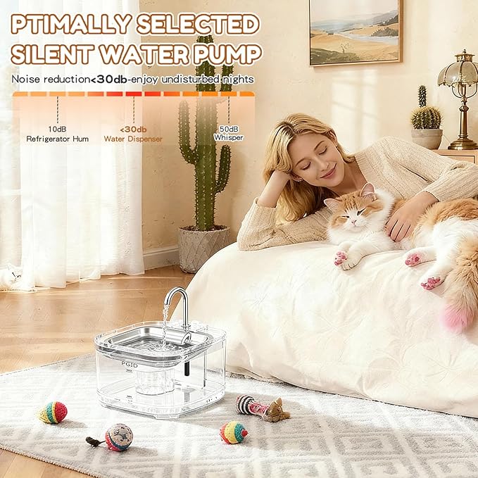 Cat Water Fountain Corded, 108oz/3.2L Pet Fountains for Cats/Dog Indoor Automatic Waterer Bowls for Drinking Small Animal Water Dispenser Auto Kitty Watering Supplies