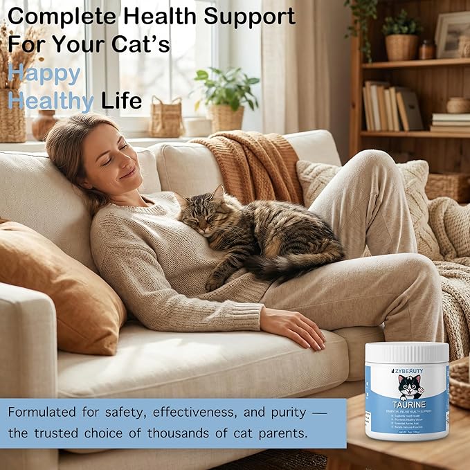 Taurine for Cats, Cat Taurine Supplement for Heart, Vision, Skin & Coat and Immune Support Unflavored Taurine Powder for All Ages Including Kittens – 6 oz
