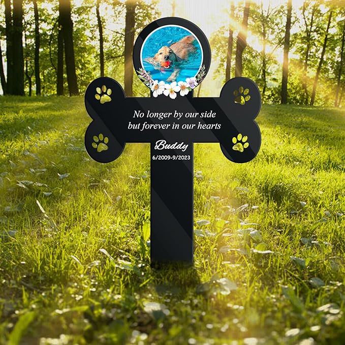 Custom Pet Cemetery Markers - Dog Grave Markers Outdoor Pet Grave Markers Cat Grave Markers for Cemetery Dog Tombstones for Graves Outdoor (A-Cross2)