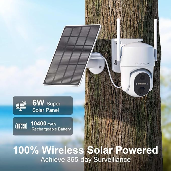 HOSAFE.COM 4G LTE Cellular Solar Security Camera Wireless Outdoor, No WiFi Security Camera, Off Grid 2K Color Night Vision 360° Live View,Built-in SIM Card with Cloud Storage for Barn Farm Jobsite