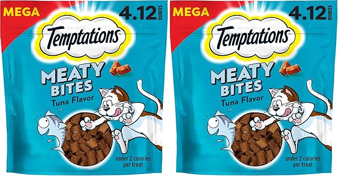 Temptations Meaty Bites, Soft and Savory Cat Treats, Tuna Flavor, 4.12 oz. Pouch (Pack of 2)