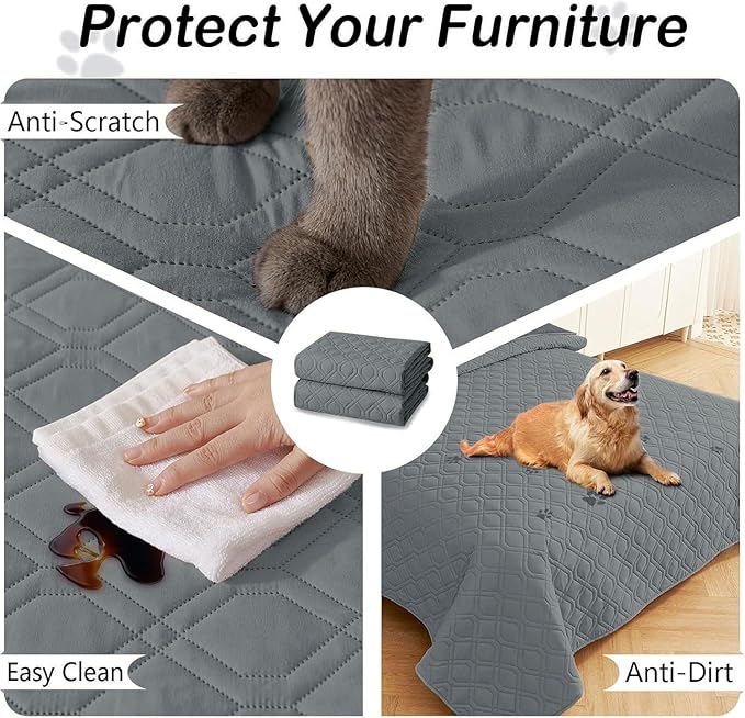 hyha Waterproof Dog Bed Blanket, Soft Pet Blankets, Waterproof Couch Cover for Dogs, Reversible Sofa Covers Washable for Furniture (30x70 Inch, Dark Grey/Dark Grey)