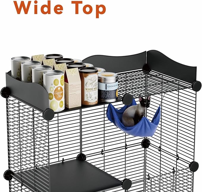 2 Tier Cat Cage Indoor, Big Wire Cat Cage Kennels Enclosures DIY Playpen Crates, Pet Pen C&C Cage for 1-2 Cats Kittens