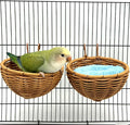 Rattan Bird Nest for Cage，2PCS Hanging Parrot Breeding Nesting House Washable Soft Warm Sleep Hut Bird Cage Accessories for Cockatiels Budgerigars Finches Canaries