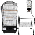 Large Bird Cage with Stand & Wheels, Freestanding Parakeet Birdcage with Feeding Bowls & Waterer, 54 Inch Bird Flight Cages for Parrot Canaries Cockatiels Budgie Parrotlet (Black)