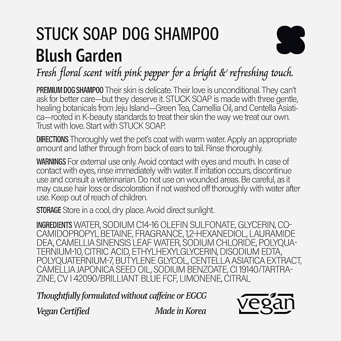 Vegan Dog Shampoo - Inspired by K-Beauty Luxury Spa Care, Long-Lasting Scent, High-Concentrate Rich Lather, Deep Cleaning & Odor Control, 500ml (Blush Garden)