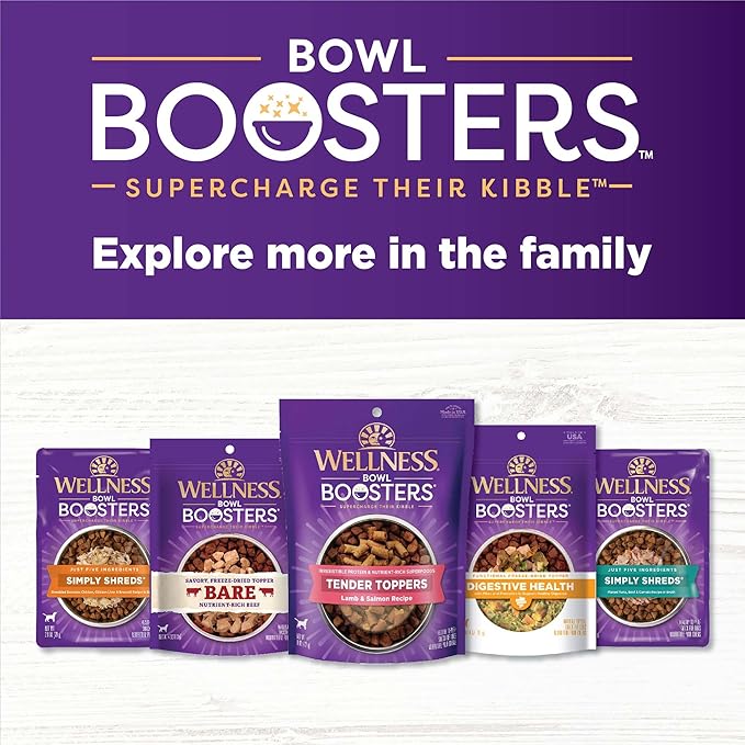 Wellness Bowl Boosters, Dog Food Topper for Small, Medium, & Large Breeds, Grain Free, Natural, Freeze Dried, Heart Health Chicken, 4 Ounce Bag (Pack of 1)