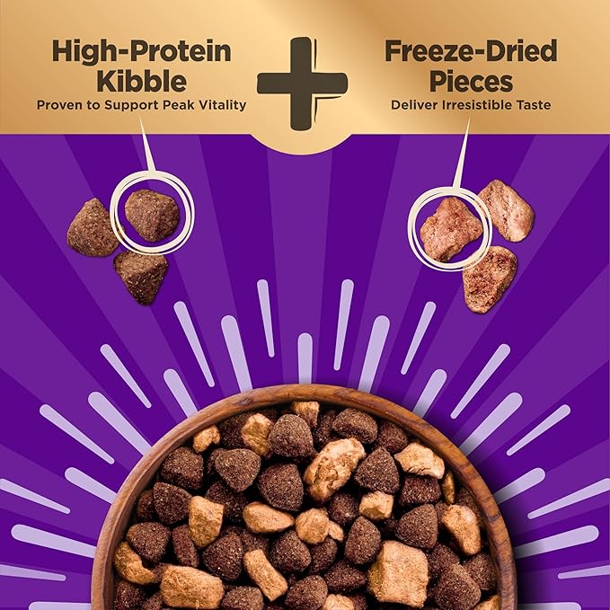 Wellness CORE+ Adult Dry Dog Food with Freeze Dried Pieces, Grain Free Kibble+, Natural, High Protein, Turkey and Chicken Recipe, 4 lb Bag