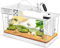 GOZILLA Aquatic Turtle Tank+Lamp+Filter Kit, Upgrade PC Turtle Tank Kit with Adjustable 360°Lamp & Filter,Reptile Habitat Lid,Hanging Platform for Small Reptiles.(19.68× 9.52× 9.44''/Large-White)