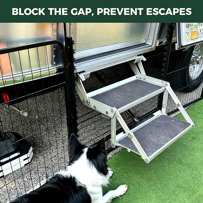 FXW Rollick Unleashed Dog Playpen for Indoor, Yard, RV Camping, 45 inch 16 Panels Dog Pen with RV Step Grid for Large Dogs, Black│Patented