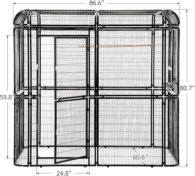 Large Walk-in Cages Heavy Duty Bird Cage Outdoor Aviary Parrot Macaw Conure Lovebird Pet House Finch Parakeet Cockatiel Macare Birdcages Black