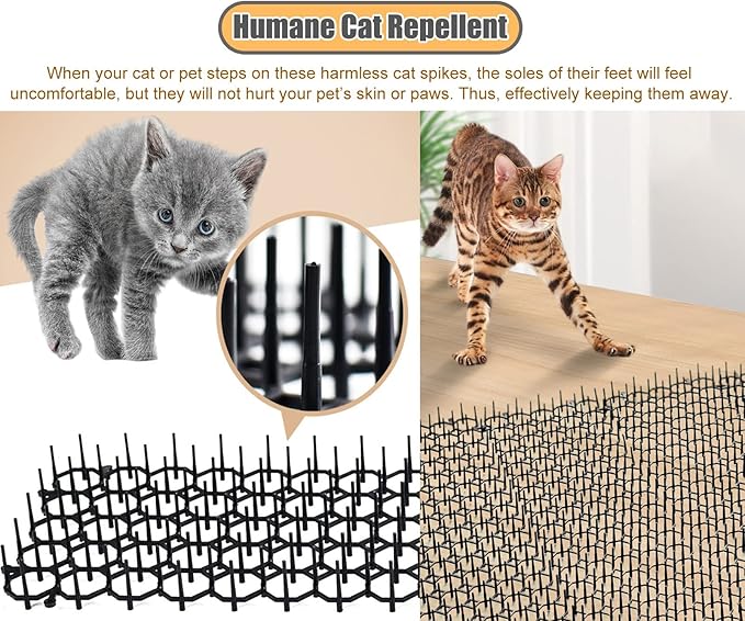 CMYUN Cat Scat Mat with Spikes/Cat Repellent Mats for Sofa Furniture Chair, Connectable Cuttable Pet Deterrent Spike Mat, Indoor Cat Pee Deterrent(16 pcs)