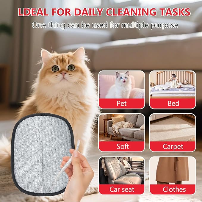 2PCS Pet Hair Removal Glove for Dogs&Cats,Upgraded 5-Finger Electrostatic Magic Brush Hair Remover,Reusable Pet Hair Remover Glove for Laundry,Sofa Gaps and Car Seats(Red)