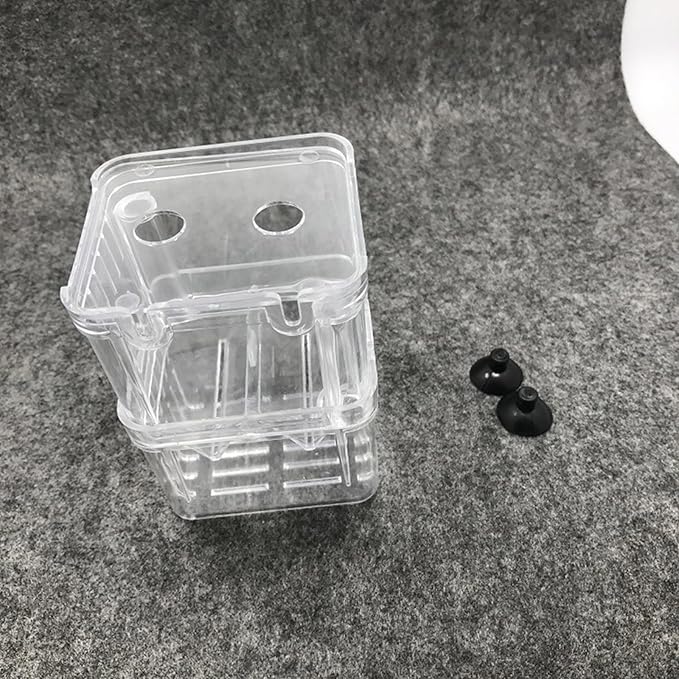 Suspended Double Compartment Fish Breeding Tanks Clear Incubator Box Set of 2 for Fry and Shrimp Hatching Breedinig Use Fish Isolation Container
