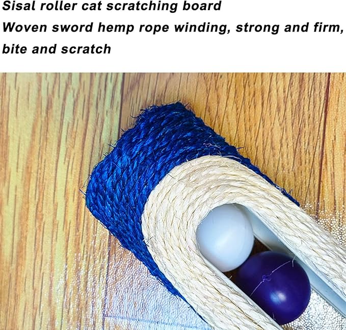 Cylindrical Scratching Board Sisal Cat Toys with 3 Pcs Ringing Balls 11 in Scratching Roller for Indoor Cats Playing (Orange)