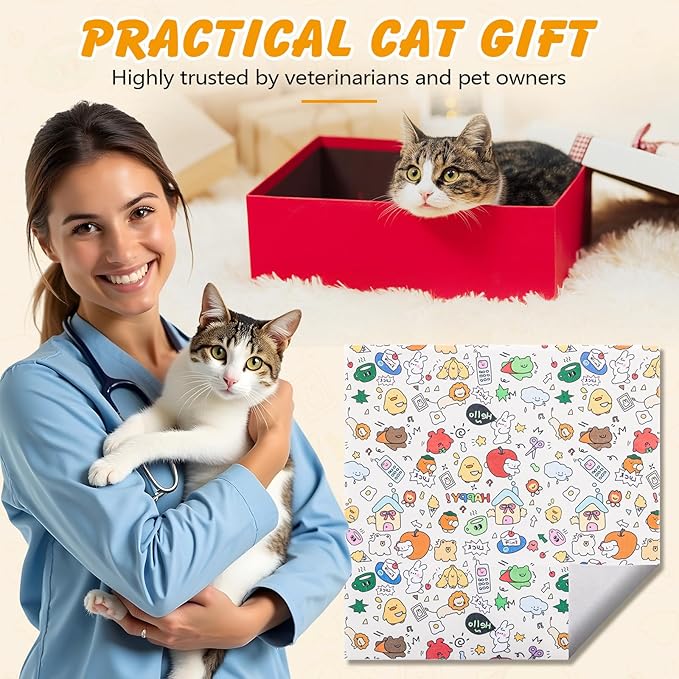 35.5 in Extra Large Cat Wrap for Cutting Nails, Self-Adhesive Cat Grooming Wrap Anti-Escape Cat Restraint for Nail Clipping Cat Swaddle Wrap Cat Wrapping Cloth for Pet Cleaning and Beauty