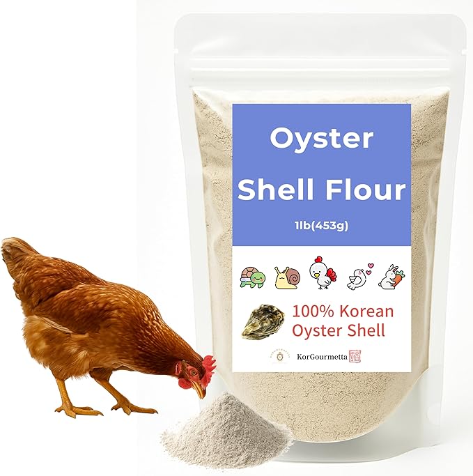 | Oyster Shell Flour 4.4lb – Finely Ground Calcium Material for Chickens, Ducks, Birds, Reptiles, Amphibians, and More – Crushed Oyster Shell Alternative | 굴껍질가루 (1lb)