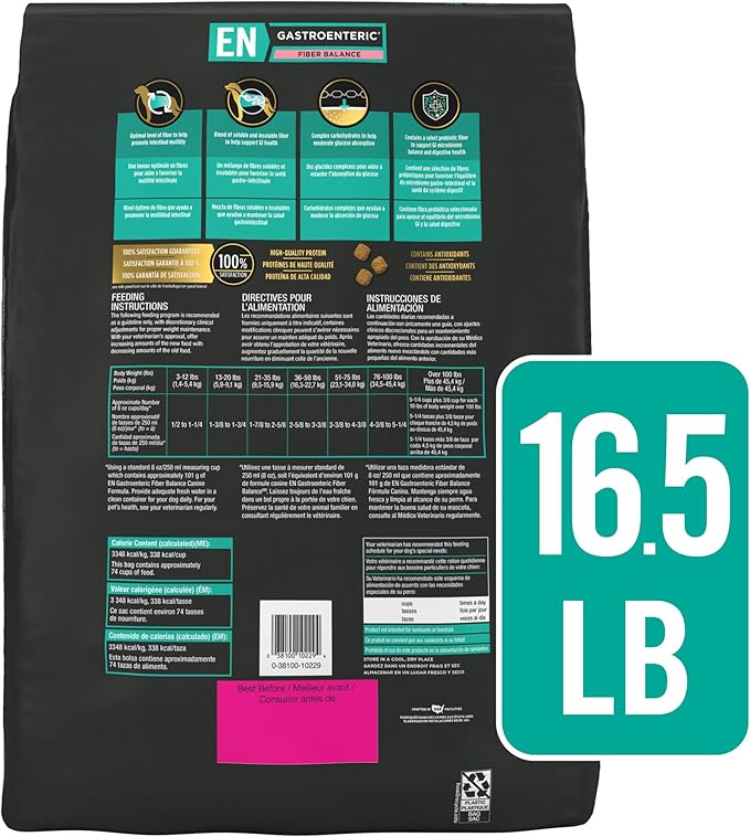 Pro Plan Veterinary Diets Purina EN Gastroenteric Fiber Balance Canine Formula Dog Food Dry - 16.5 lb. Bag