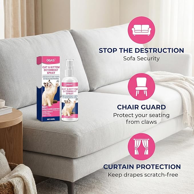 Cat Deterrent Spray, Cat Repellent Indoor for Furniture Protection, Botanical Anti Pee Spray for Cats, Helps Stop Urine Marking & Scratches