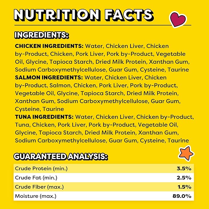 Temptations Creamy Puree Squeezable Lickable Cat Treats, Wet Cat Treats with Chicken, Salmon, and Tuna Variety Pack, 0.42 oz. Tubes, 24 Count