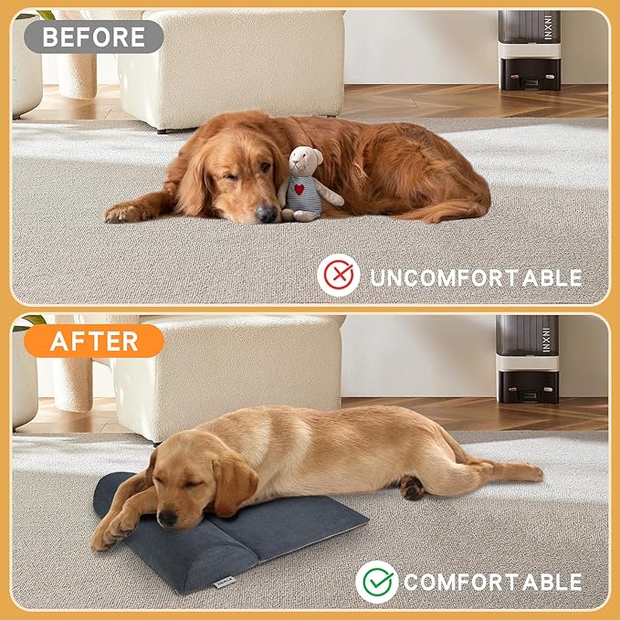 Dog Bolster Pillow with High Resilience Foam, Headrest for Medium Small Dogs, Benefit for Cervical Vertebra and Neck, Easy to Carry, Machine Washable Cover＆Easy to Clean(Medium)