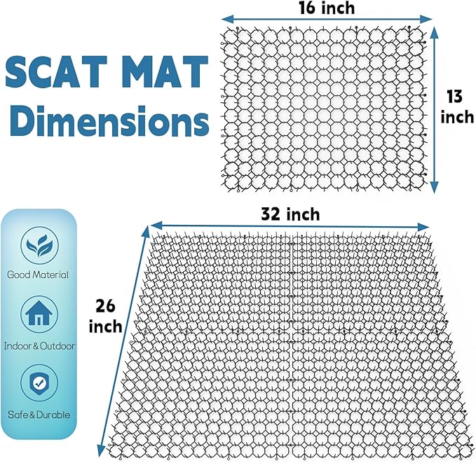 Hmyomina 16 x 13 Inch Cat Scat Mat with Spikes Outdoor/Indoor, Cat Deterrent Mat (10 Pack)