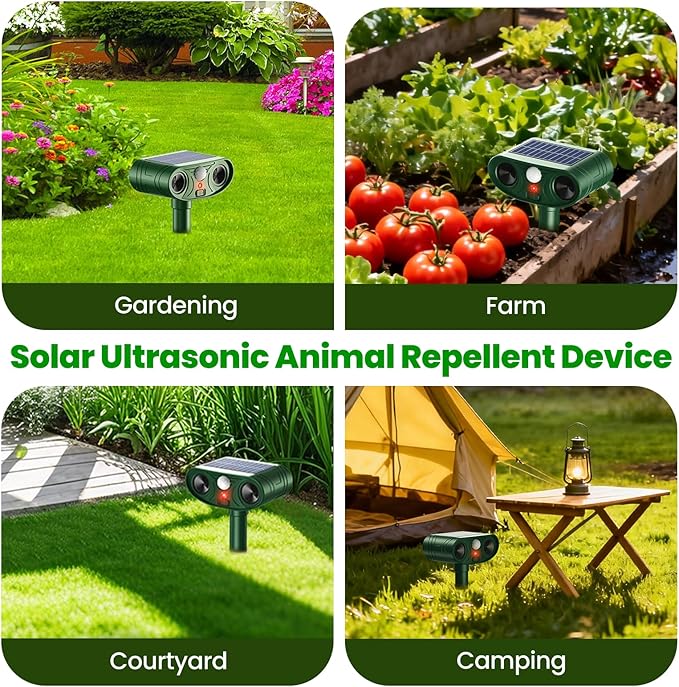 2026 Upgraded Solar Ultrasonic Animal Repellent Outdoor Deer Cat Repellent with Motion Sensor Flash Light,IP65 Waterproof Repeller Keep Rodent Squirrel (4)