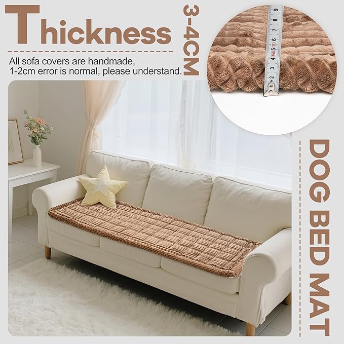 Washable Dog Couch Cover Protector, Non Slip Dog Bed Mat Machine Washable Large Blanket for Dogs, Pet Couches Covers for Sofa (Coffee, 24.8 * 53.9 '')