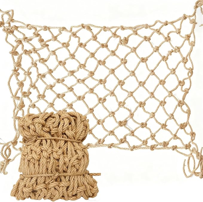 Jute Hemp Rope Net Balcony Safety Net for Kids Climbing Cargo Net Outdoor Playground Rope Net Safety Netting for Railings Stair Protection Net Indoor Outdoor Decorative Net