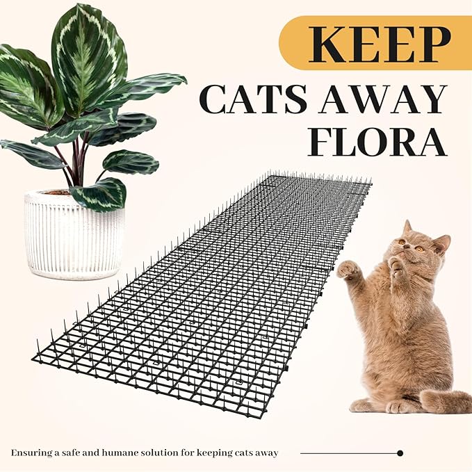 Hmyomina 8.2FT Cat Scat Mat for Cats - Anti-Digging Prickle Strips to Repel Cats, Include 6 Staples, Humane & Easy to Install Outdoor/Indoor Spike Mat