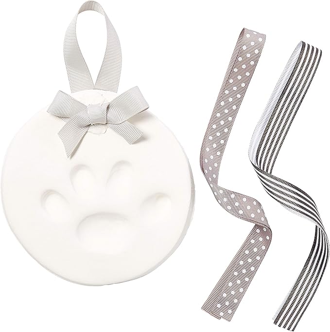 Pearhead Pet Paw Print Keepsake Ornament Kit,Memorial Clay Paw Impression for Dogs & Cats,DIY Hanging Pet Memorial with Ribbons,Pet-Keepsake Gift,(Pack of 12)