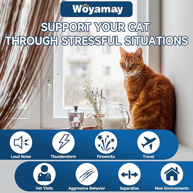 Hemp Cat Calming Treats, 200 Treats Calming Chews for Cats for Anxiety & Stress Relief, Calming Treats for Cats with Hemp Oil, Melatonin Cat Calming Chews for Stress | Sleep | Separation