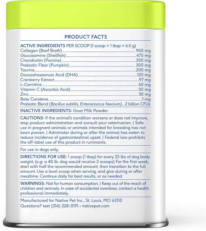 Native Pet Dog Vitamins & Supplements - 11-in-1 Vitamin Powder for Dog Food Topper (60 Scoops) & Omega 3 Fish Oil for Dogs & Cats - Promotes Healthy Skin, Shiny Coat, & Strong Joints (8 Oz)