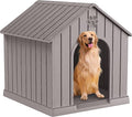 DRATO Large Dog House Indoor Outdoor Waterproof,Puppy Shelter with Air Vents and Elevated Floor,Sturdy Dog Kennel for Small to Large Sized Dogs, Easy to Assemble (Grey, 38.62×36.26×38.07 Inches)