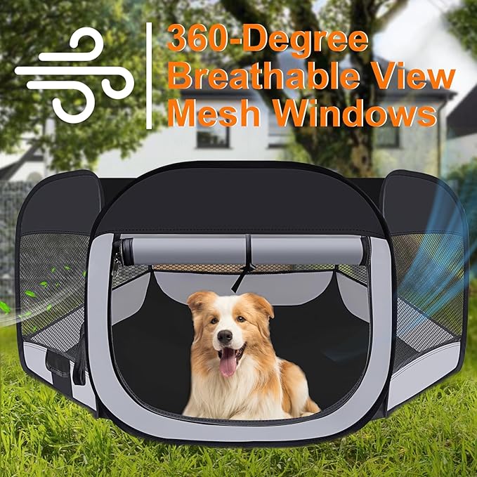 Dog Cat Playpen,Portable Pet Puppy Playpen,Rabbit Puppy Dog Play Pen for Indoors,Dogs Tent for Indoor Cats,Kitten Playpen,Collapsible Small Cats Crate Cage for Small Dogs with Carrying Case(Grey, L)