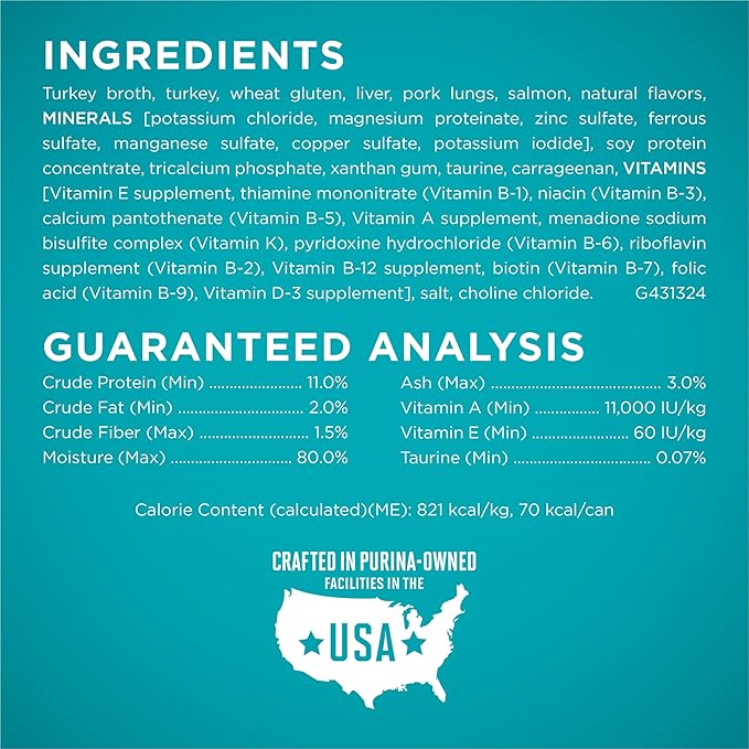 Purina ONE Natural, High Protein Cat Food, Turkey Recipe in Gravy - (Pack of 24) 3 oz. Pull-Top Cans