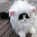 Lion Mane Wig for Cat,Dog and Cat Costume,Funny Pet Cat Costumes for Halloween Christmas, Parties, Photo Shoots (Size M, White with Pink)
