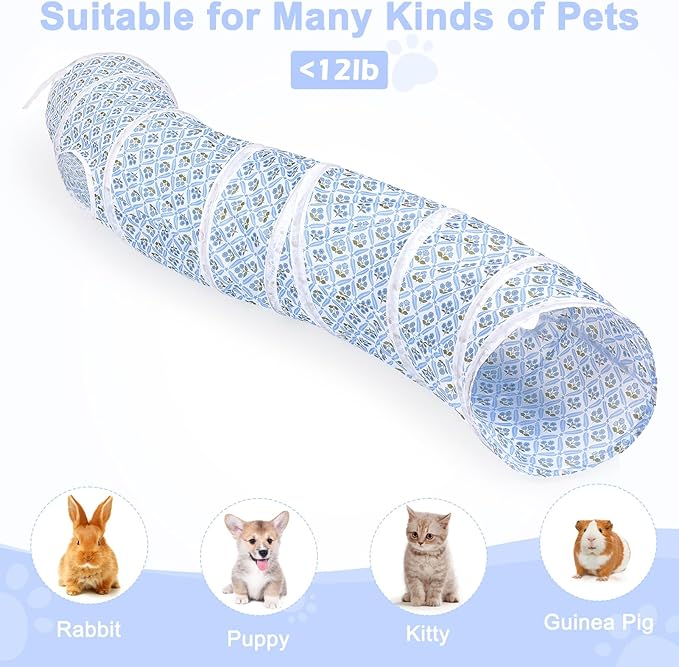 Glittme Cat Tunnel, Cat Tunnels for Indoor Cats, S-Shape Peekaboo Cat Cave with Cat Toys, Foldable Cat Tubes and Tunnels for Cats, Rabbit, Puppy, Guinea Pig