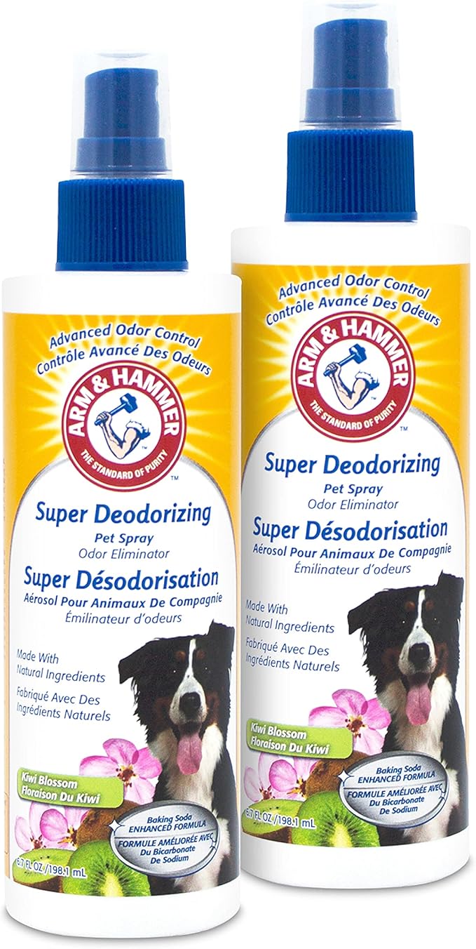 Arm & Hammer for Dogs Super Deodorizing Spray for Dogs Best Odor Eliminating Spray for All Dogs & Puppies Fresh Kiwi Blossom Scent That Smells Great, 6.7 Ounces 2 Pack (FF9367AMZ2) (Pack of 2)