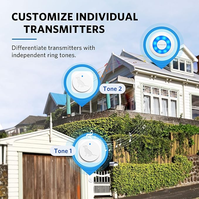 Dog Bell for Door Potty Training, Wireless Doggie Door Bell Operating at 1000 Feet with IP65 Waterproof Touch Button, Easy Installation